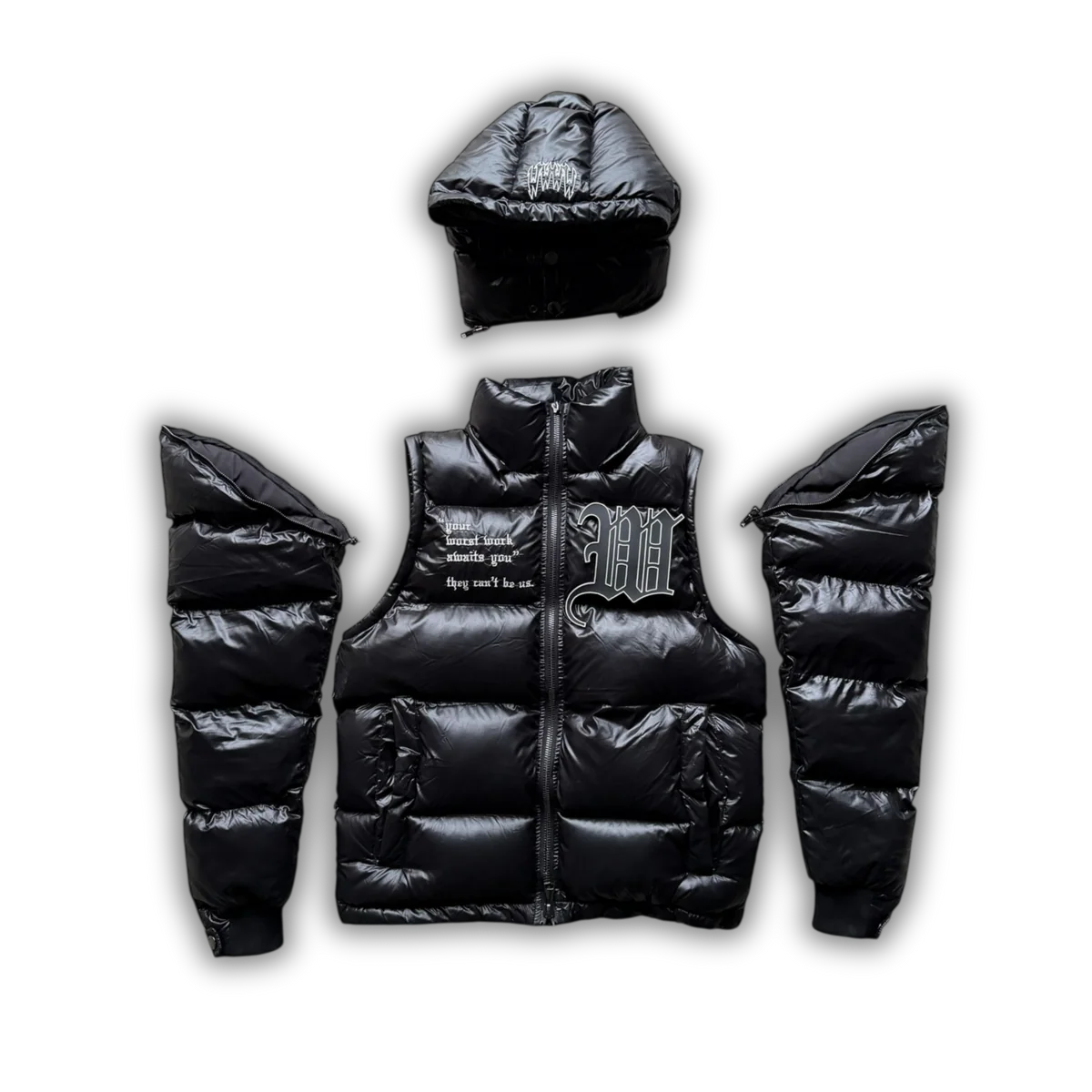 SHINY BLACK 3 IN 1 PUFFER