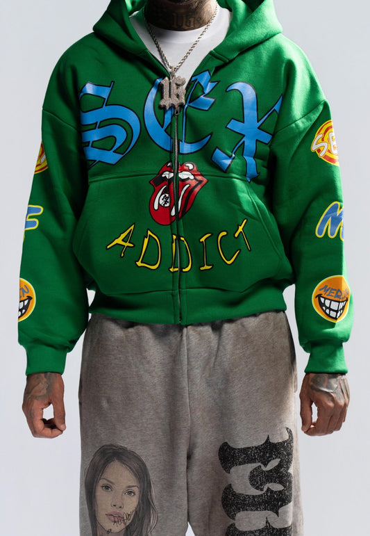 Loaded Addiction Hoodie Green - Merlinfather