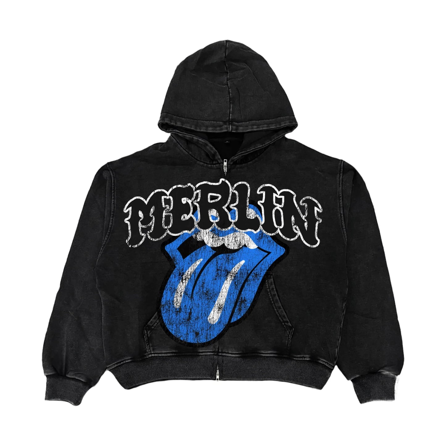 Merlin Blue Rolling Stones Hoodie Black - Loam