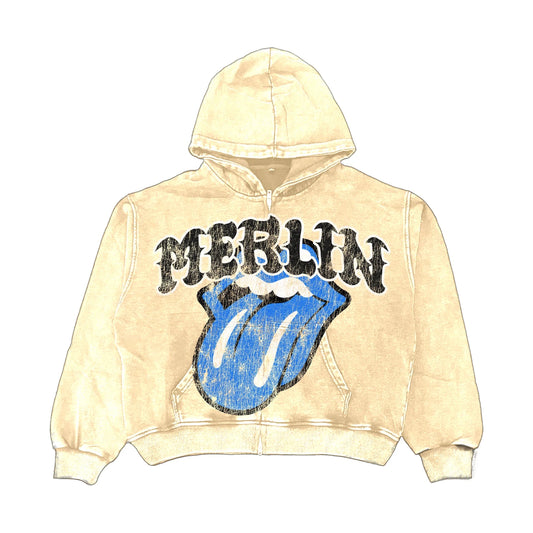 Merlin Blue Rolling Stones Hoodie Cream - Loam