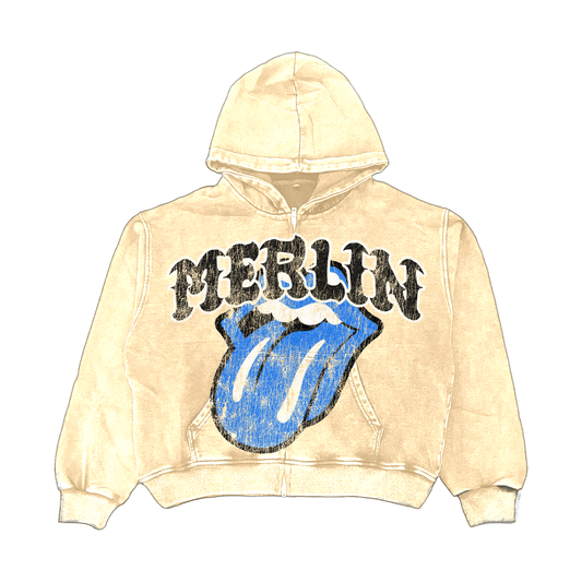 Merlin Blue Rolling Stones Hoodie Cream - Merlinfather