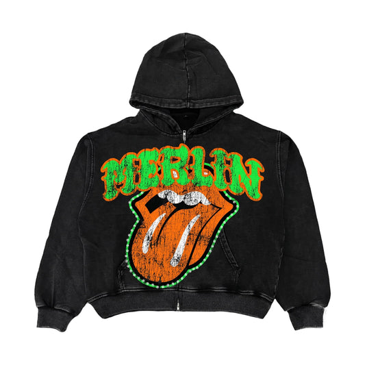 Merlin Orange Rolling Stones Hoodie Black - Loam