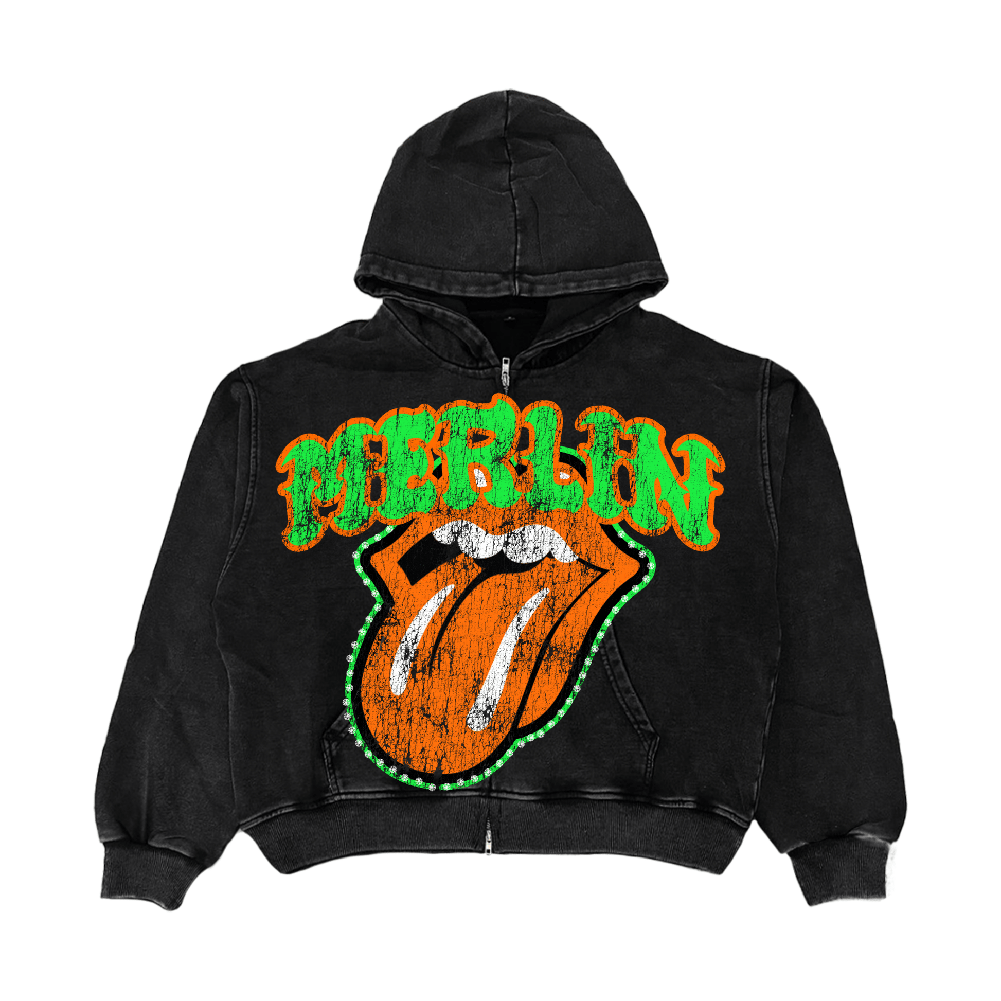 Merlin Orange Rolling Stones Hoodie Black - Merlinfather