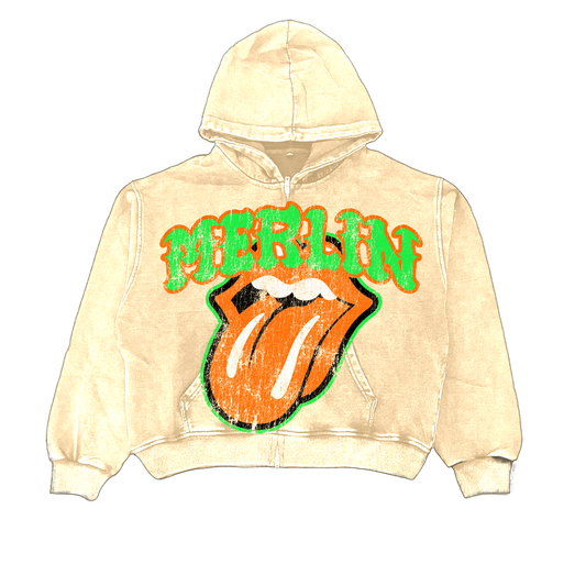 Merlin Orange Rolling Stones Hoodie Cream - Merlinfather