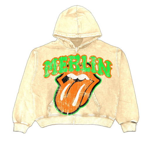 Merlin Orange Rolling Stones Hoodie Cream - Loam