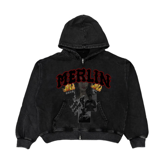 Merlin Photo Flame Hoodie Black - Loam