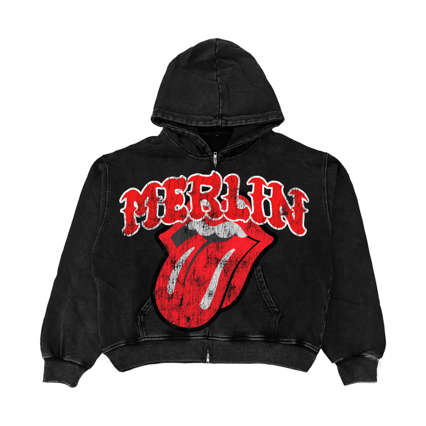 Merlin Red Rolling Stones Hoodie Black - Merlinfather